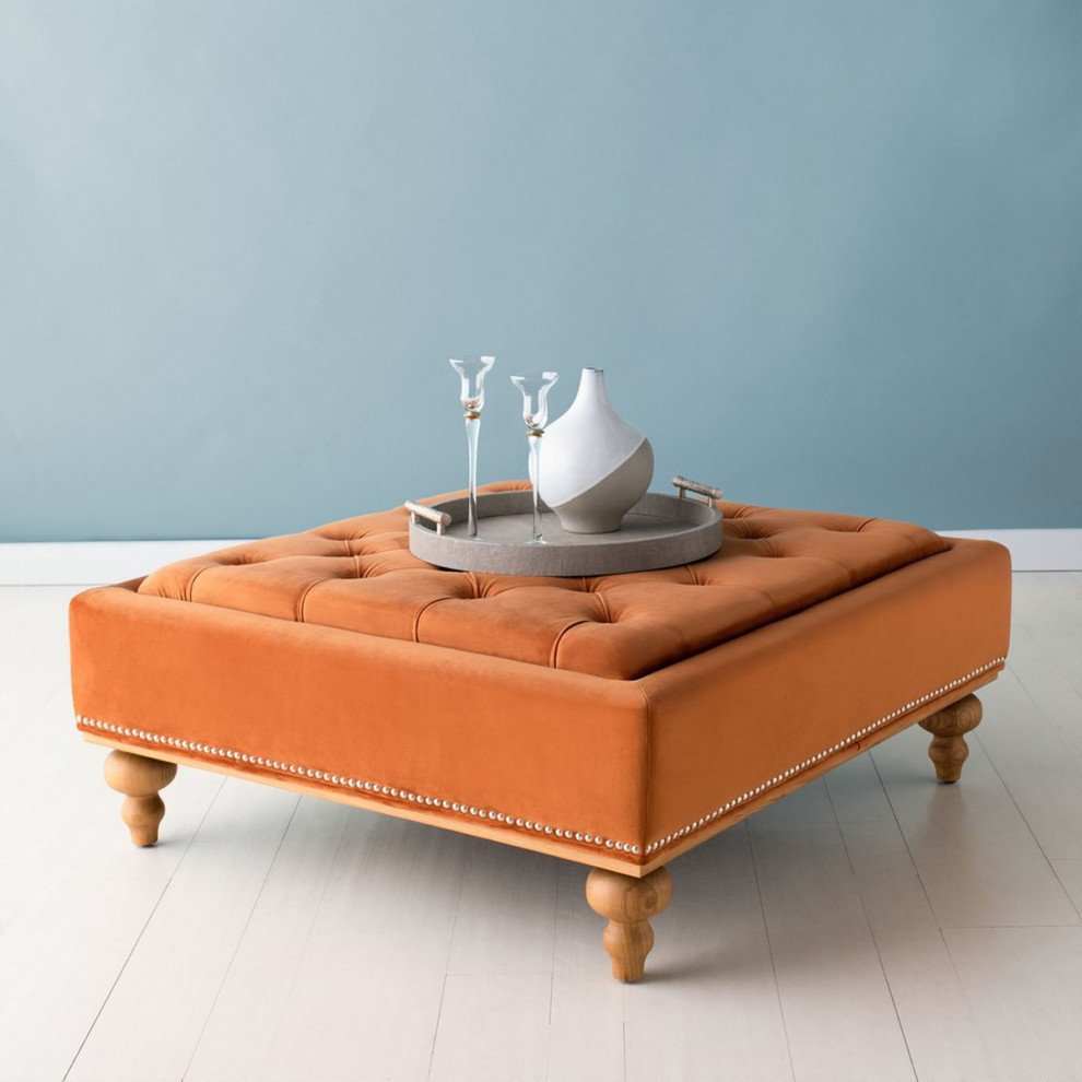 Blaire Tufted Ottoman  Sienna   Eclectic   Footstools And Ottomans   by Rustic Home Furniture Deco  Houzz