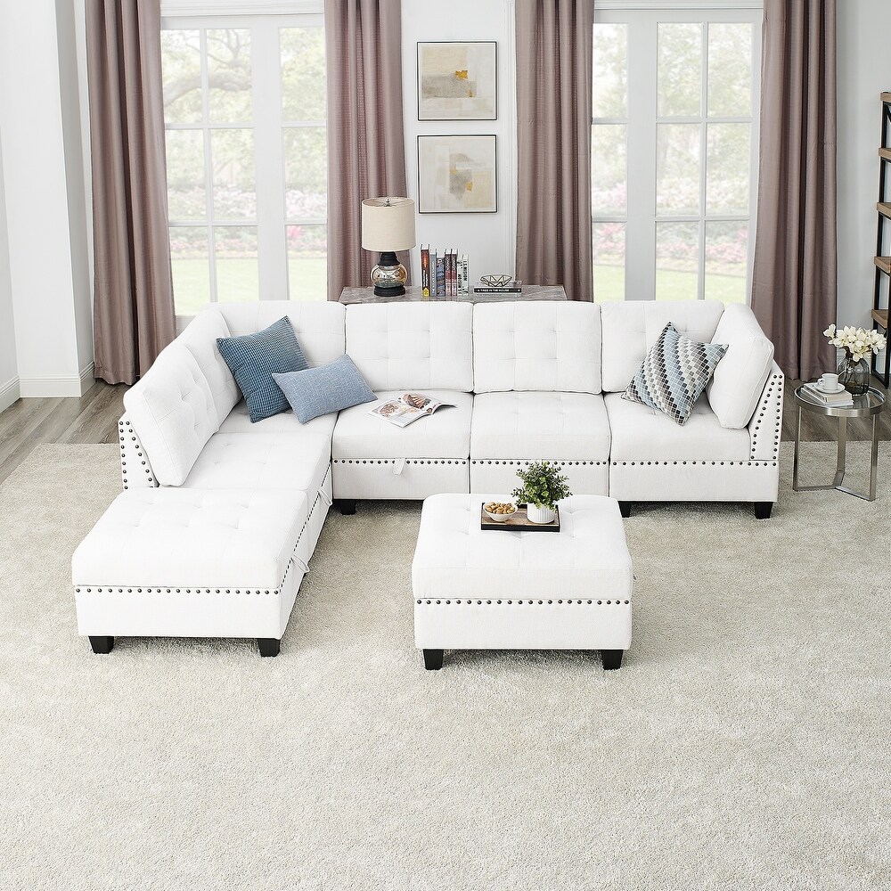 Sturdy Chenille Modular Sectional Sofa with Hidden Storage