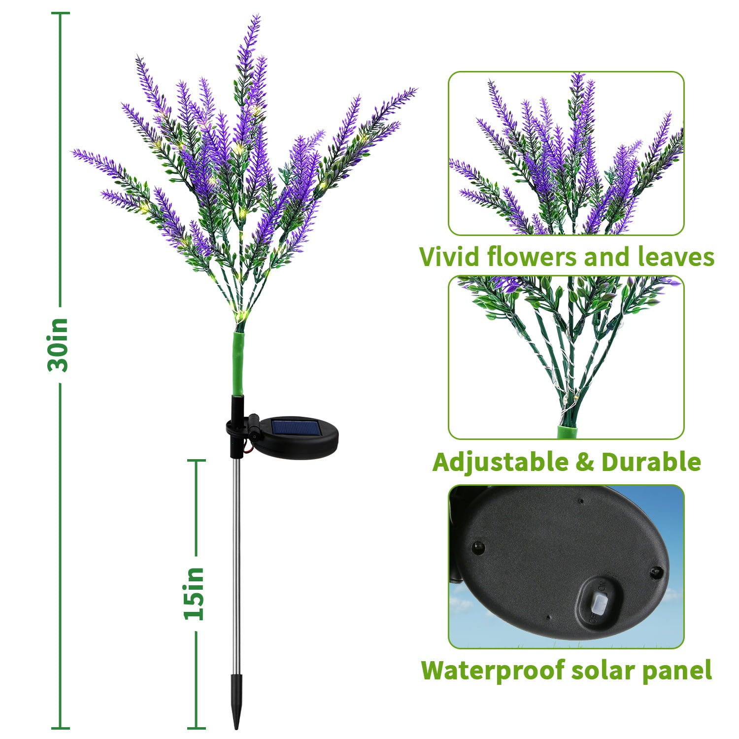 Joyoldelf Solar Outdoor Lights， Waterproof Garden Light for Outdoor Decor， Solar Powered Landscape Lights for Patio Yard Backyard Walkway lawn Decoration， Pathway Flower Stake Lights， 2 Pack Lavender