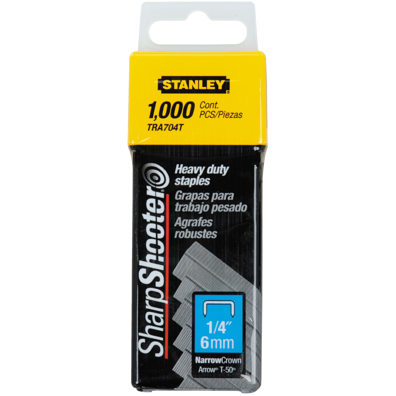 Stanley Sharp Shooter T50 27/64 in. W X 1/4 in. L 24 Ga. Narrow Crown Heavy Duty Staples 1000 pk