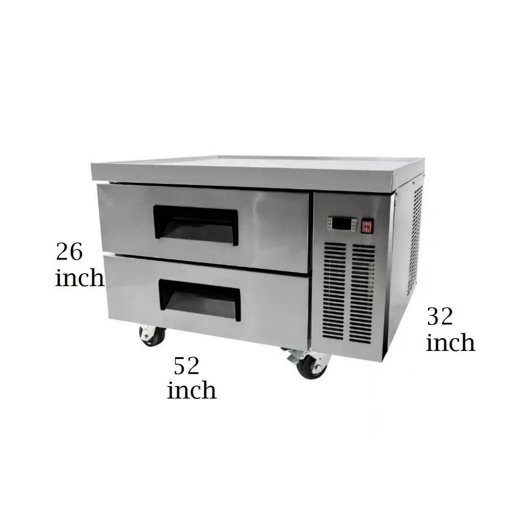 Cooler Depot 52 in. W 35 cu. ft. Commercial Chef Base Refrigerator Cooler in Stainless Steel DXXCB52