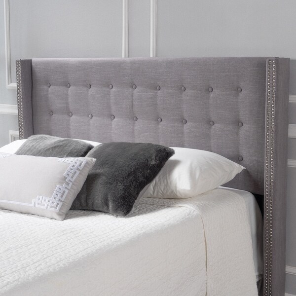 Kendrah Adjustable Full/Queen Wing-back Studded Fabric Headboard by Christopher Knight Home - - 13770391