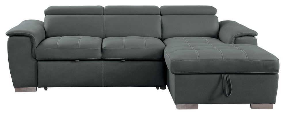 Elenor 2 Piece Set Sectional Sofa With Pull Out Bed And Storage   Contemporary   Sectional Sofas   by Lexicon Home  Houzz