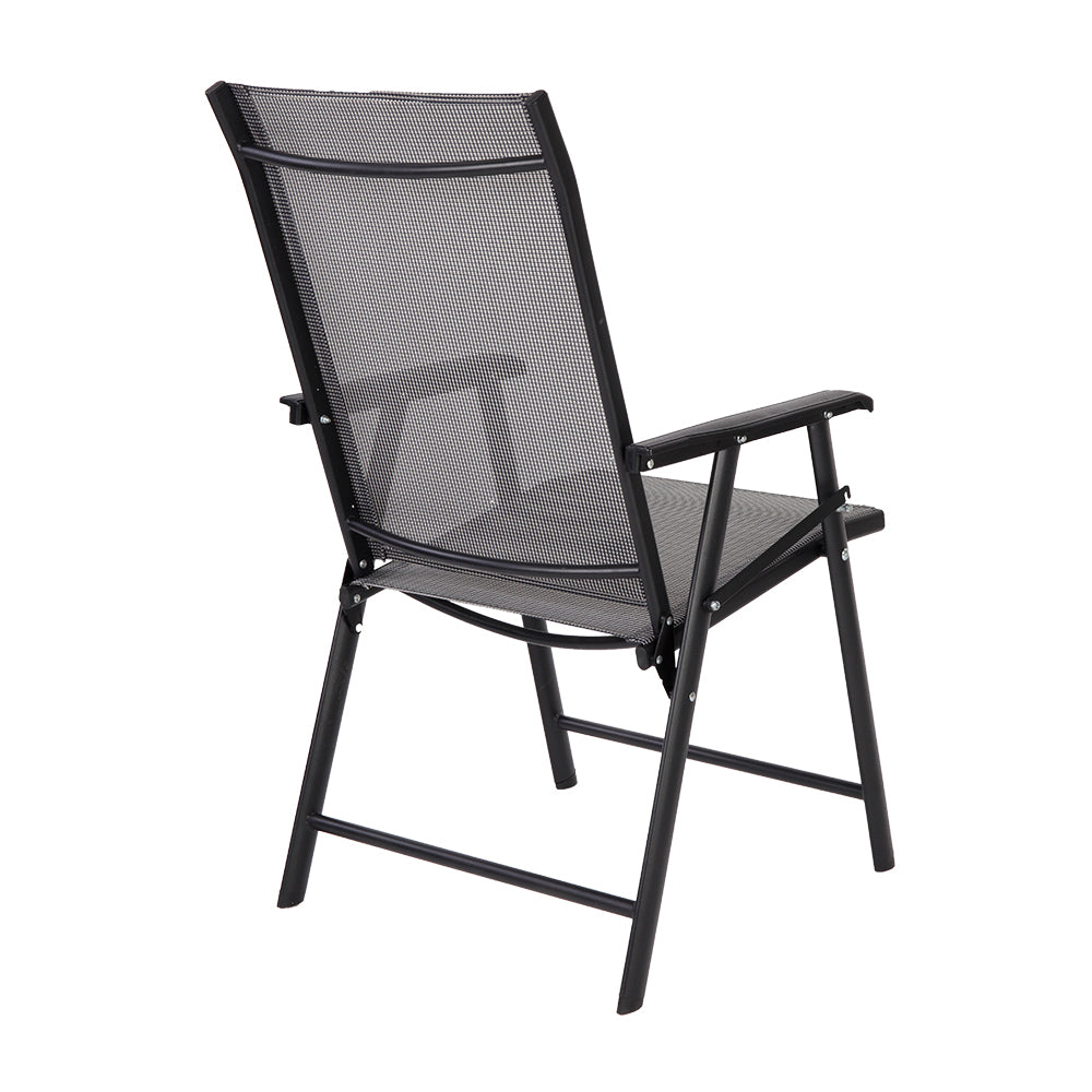 VINGLI Upgraded Version Single 1 Folding Chairs with Arms, Portable Patio Chairs for Outdoor & Indoor, Sling Back Chairs for Lawn, Pool, Courtyard, Balcony & Garden (Grey)