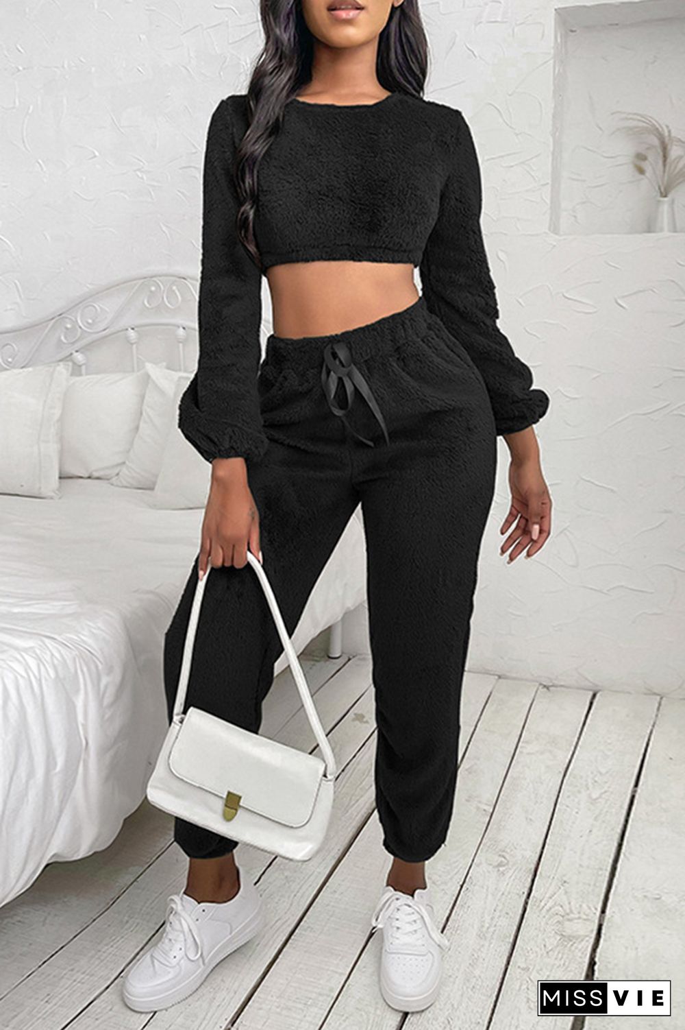 Long Sleeve Crop Tops & Pants Sports Set Wholesale