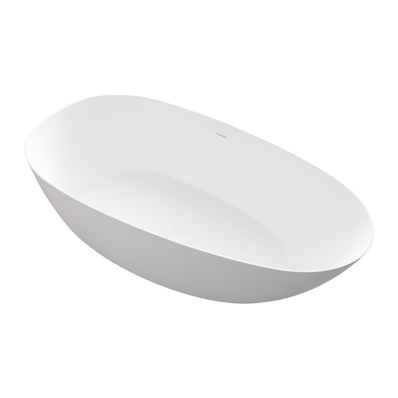 MEDUNJESS 67'' Freestanding Soaking Stone Resin Bathtub