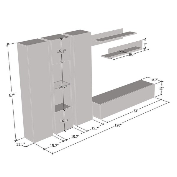 Fly C 30TV Wall Mounted Floating Modern Entertainment Center