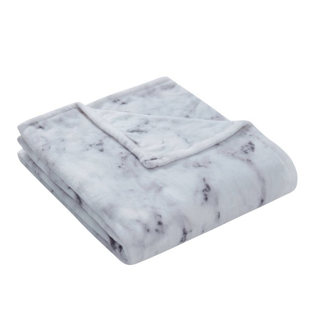 Oversized Marble Quartz Plush Throw Blanket Gray Vcny Home