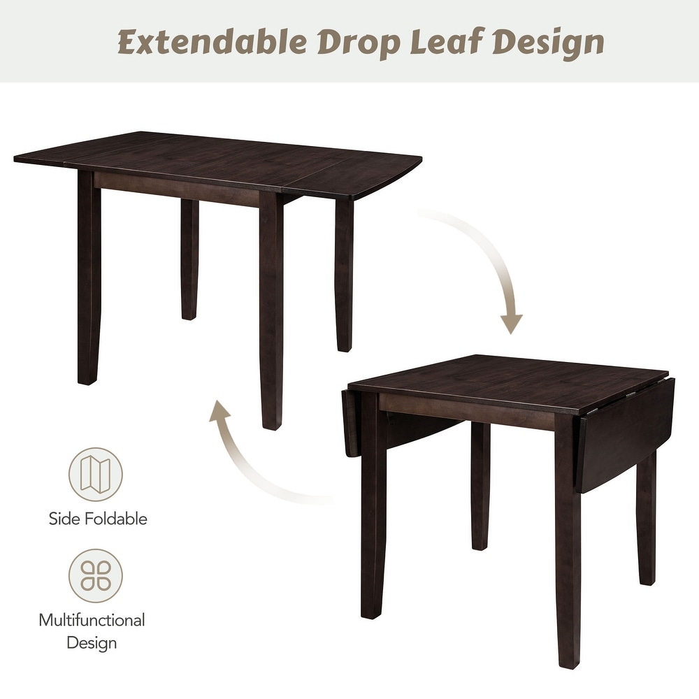 Living Room 3 Piece Drop Leaf Breakfast Nook Dining Table Sets  Brown