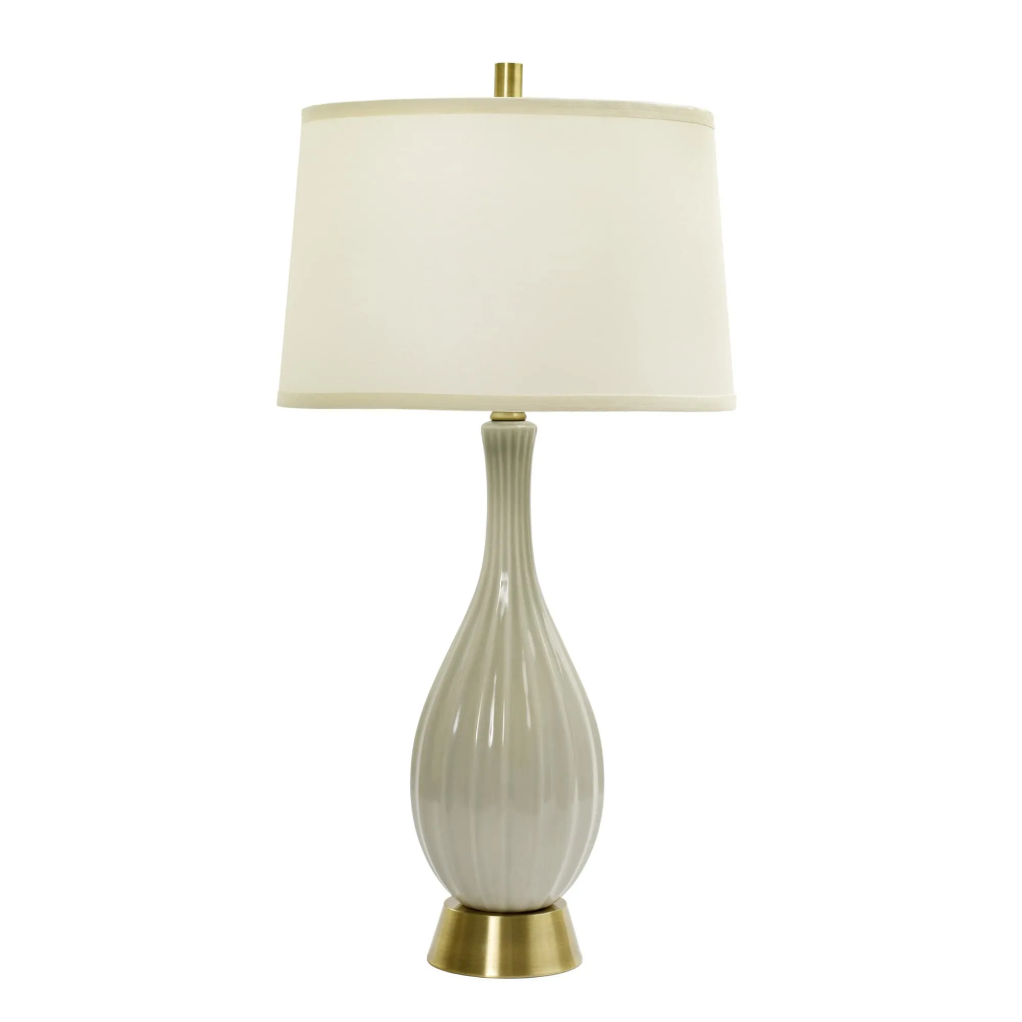 32-inch Coventry Grey， Silver Ceramic Table Lamp w/Ripple Design