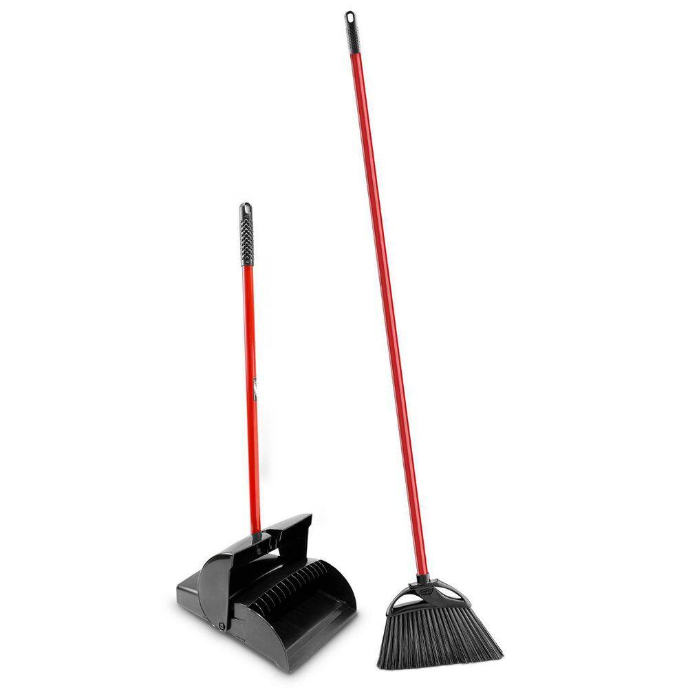 Libman IndoorOutdoor Angle Broom and Lobby Dust Pan Combo Set 1675