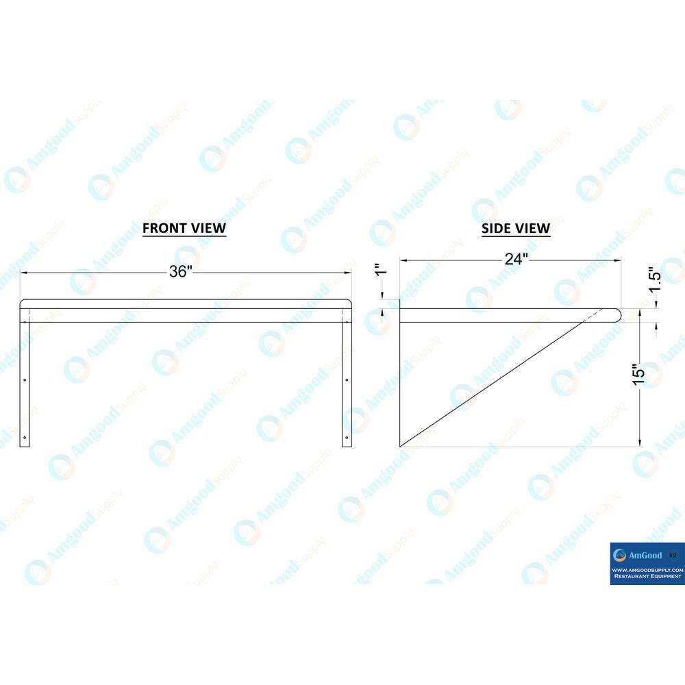 AMGOOD 24 in. x 36 in. Stainless Steel Wall Shelf. Kitchen Restaurant Garage Laundry Utility Room Metal Shelf with Brackets AMG WS-2436