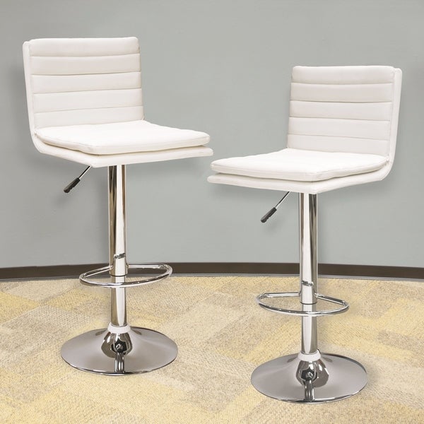 AmeriHome Modern Ripple Back Bar Stool - 2 Pc White