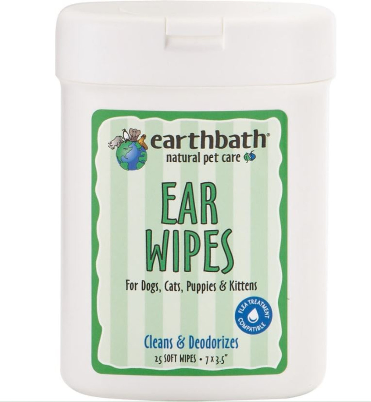 Earthbath Fragrance Free Ear Wipes， 25 Count