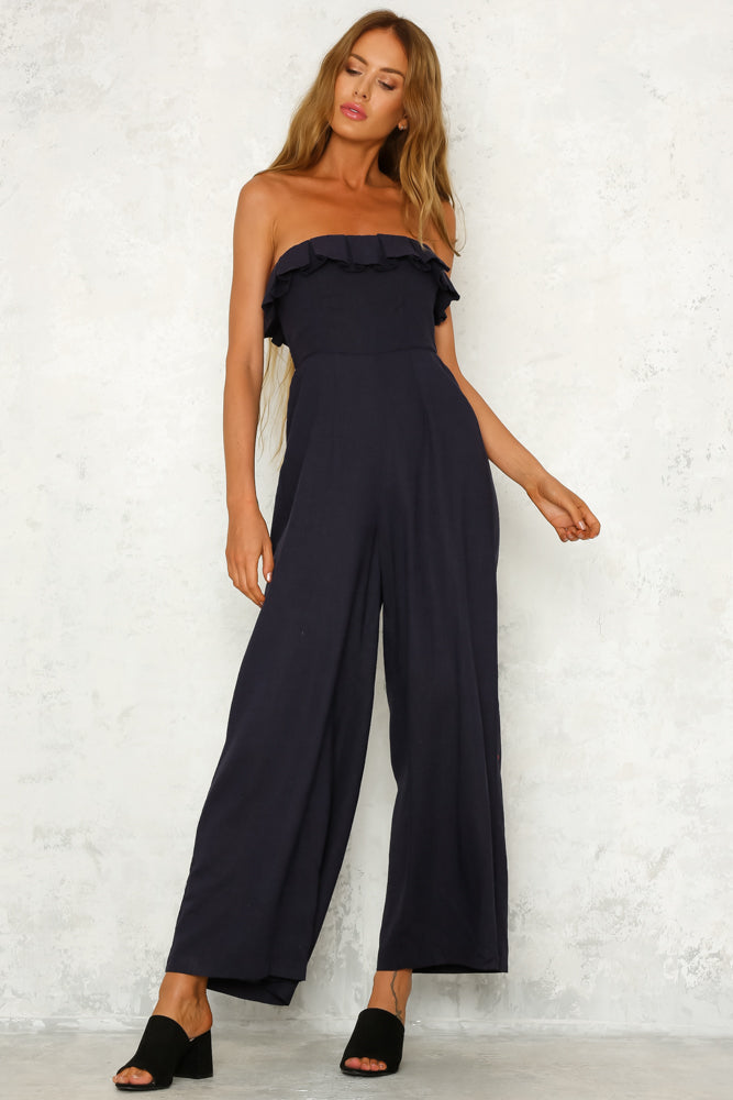 Not Working Out Jumpsuit Navy