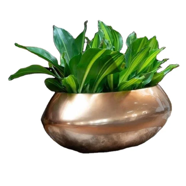 Home Decoration Shiny Polished Metal Planter Indoor Outdoor Garden Usage Customized Size Metal Planter