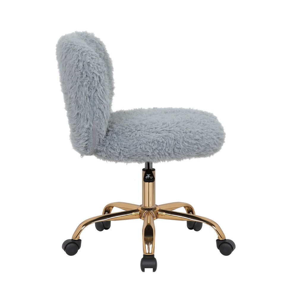 Porthos Home Itzel Armless Office Chair  Plush Fabric  Gold Legs