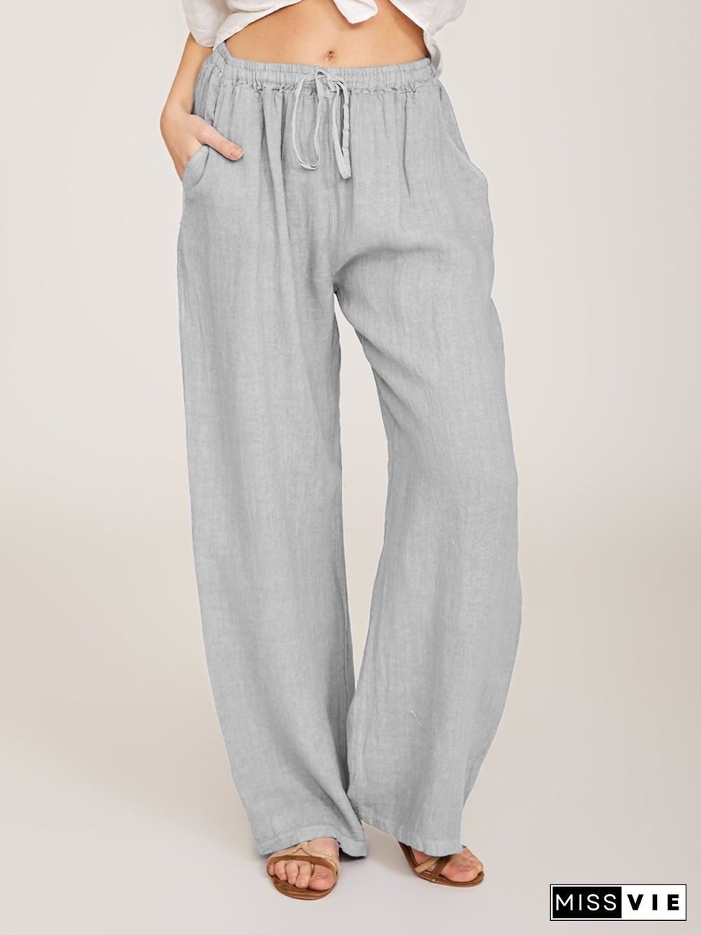 Wommer Solid Wide Leg Pants