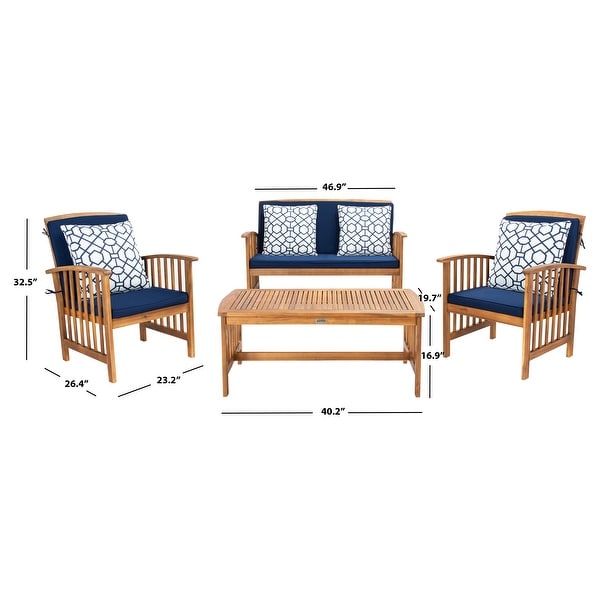 SAFAVIEH Outdoor Rocklin 4piece Conversation Patio Set