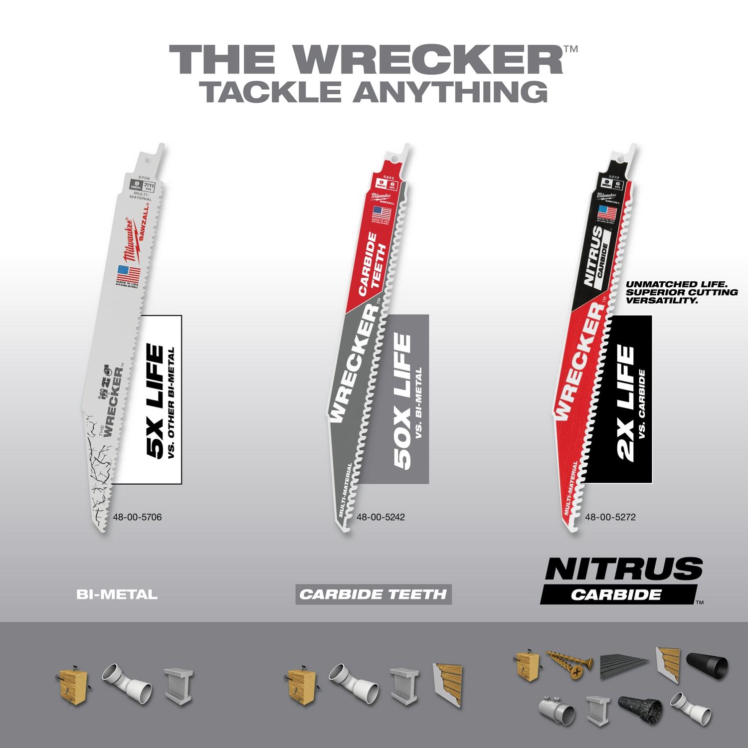 MW The Wrecker 9 in. Bi-Metal Demo Reciprocating Saw Blade 7/11 TPI 1 pk