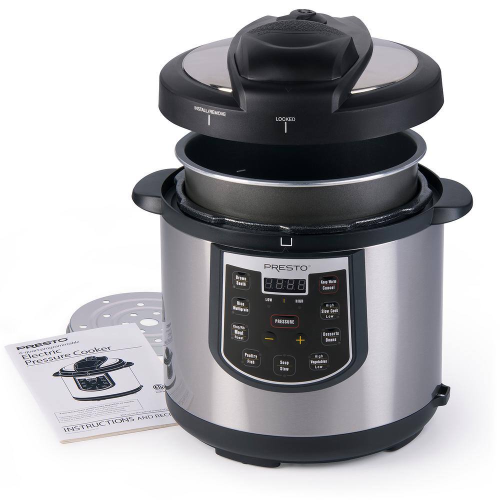 Presto 6 Qt. Black Stainless Steel Electric Pressure Cooker with Built-In Timer 02141