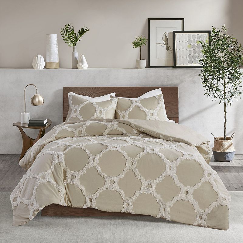 Madison Park Nollie Chenille Cotton Geometric 3-piece Comforter Set