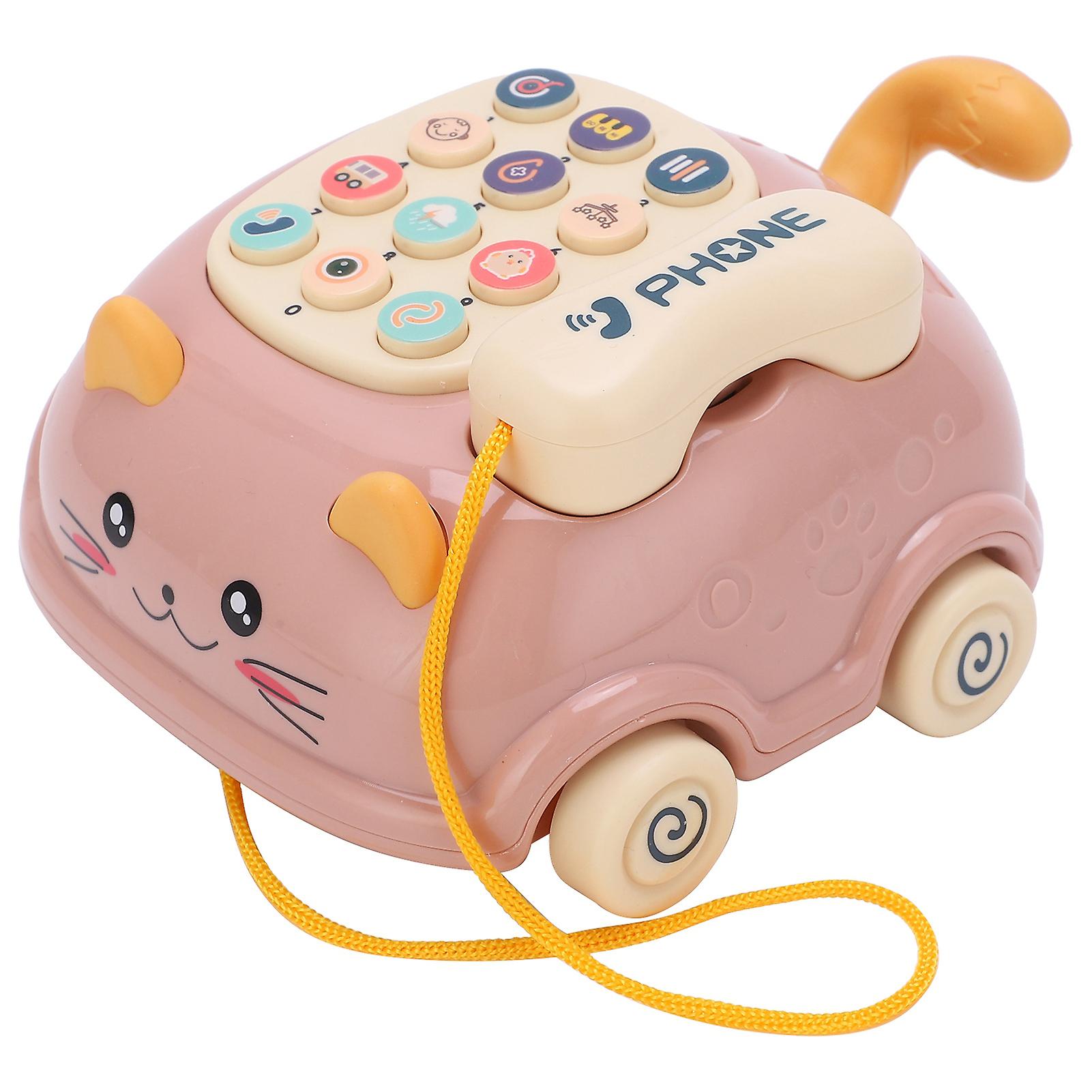 Kids Cute Mobile Phone Toy 16 Different Functions Children Simulation Cat Phone Carpink