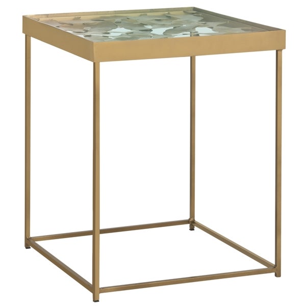 SAFAVIEH Lilian Leaf Antique Brass Side Table - 16