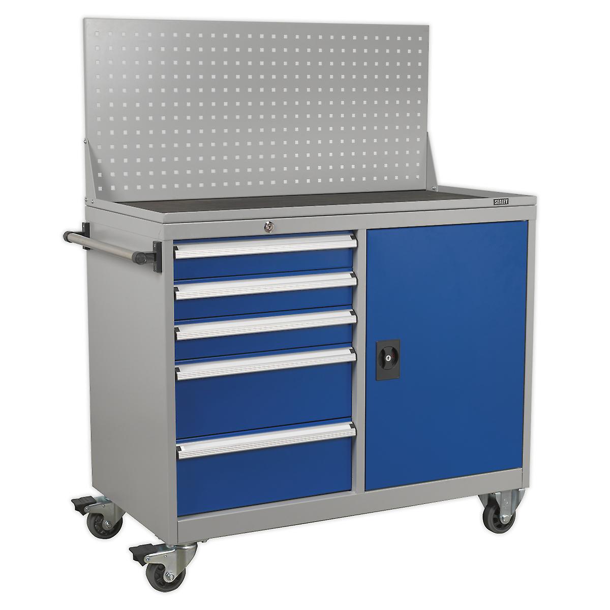 Sealey Api1103A Industrial Mobile Workstation 5 Drawer And 1 Shelf Locker