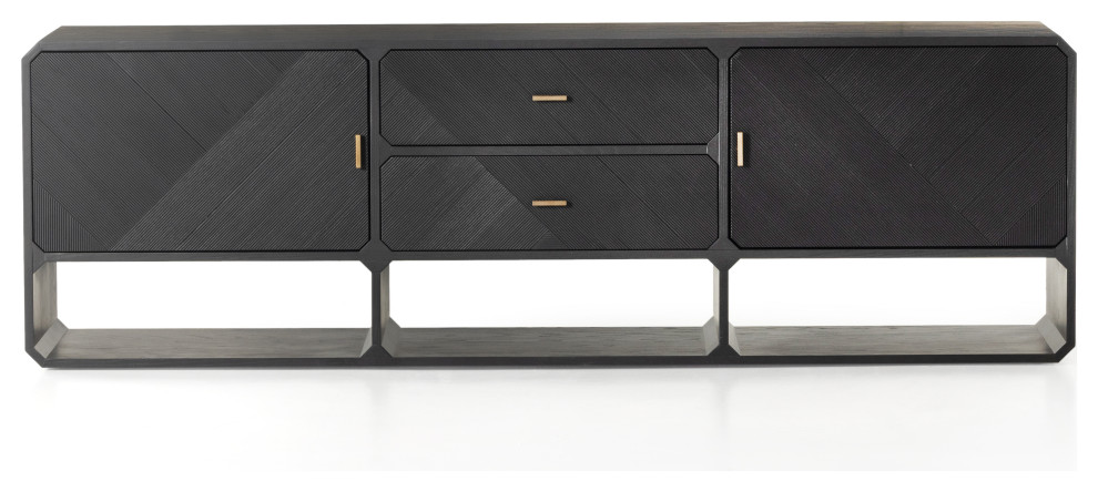 Caspian Media Console  Black Ash   Transitional   Entertainment Centers And Tv Stands   by Four Hands  Houzz