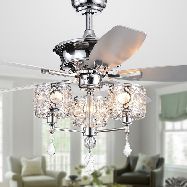 Miramis 52-inch Chrome Ceiling Fan with Crystal Chalice Chandelier Shopping - The Best Deals on Ceiling Fans | 29108535