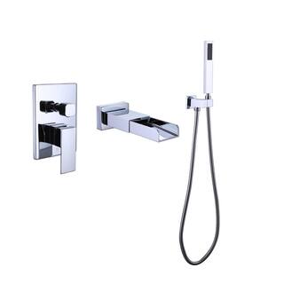 1-Handle 1-Spray Pressure Balance Waterfall Wall Mount Tub and Shower Faucet Hand Shower in Chrome (Valve Included) MM-LQTM-W01CP