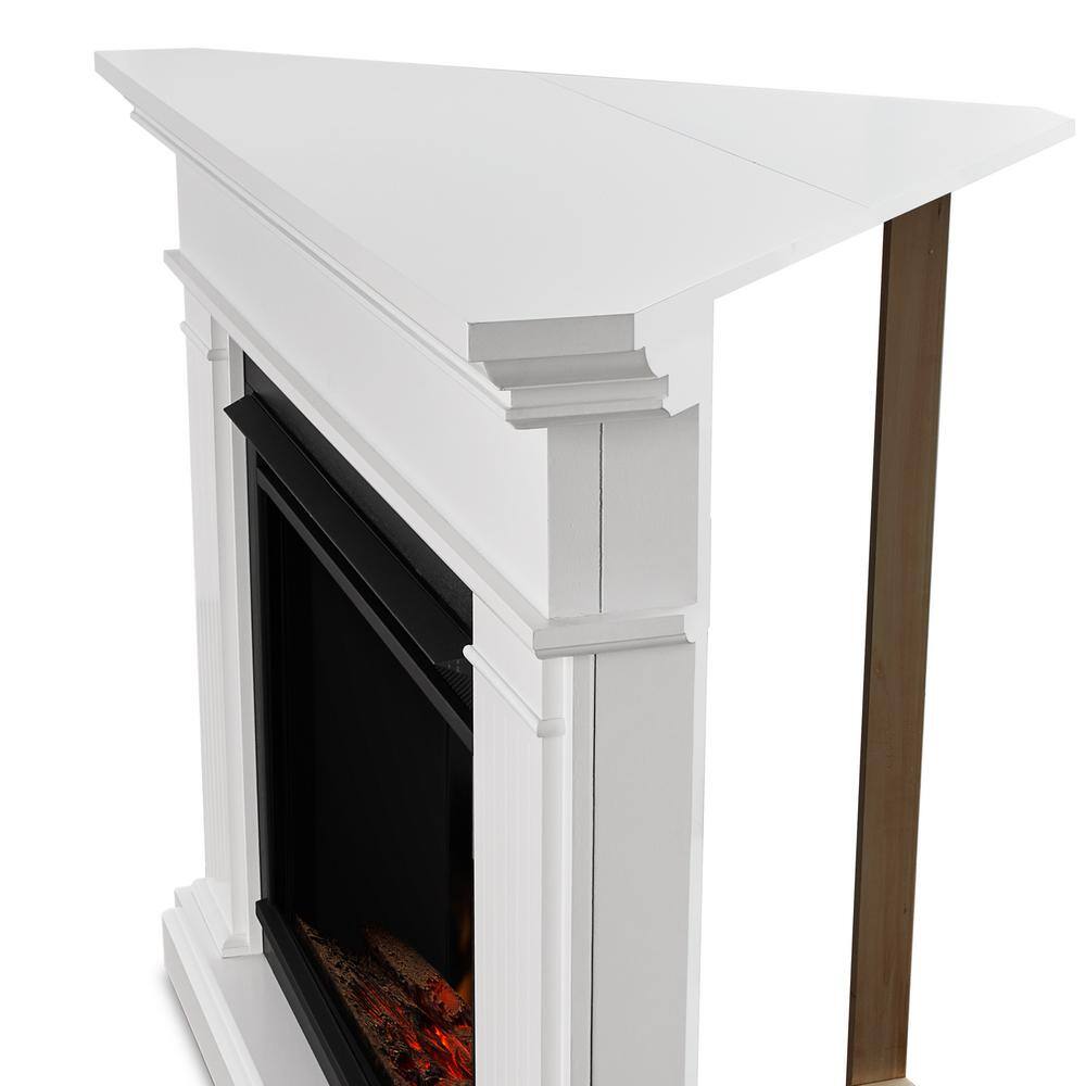 Real Flame Kennedy Grand 56 in. Corner Electric Fireplace in Dark White 8050E-W