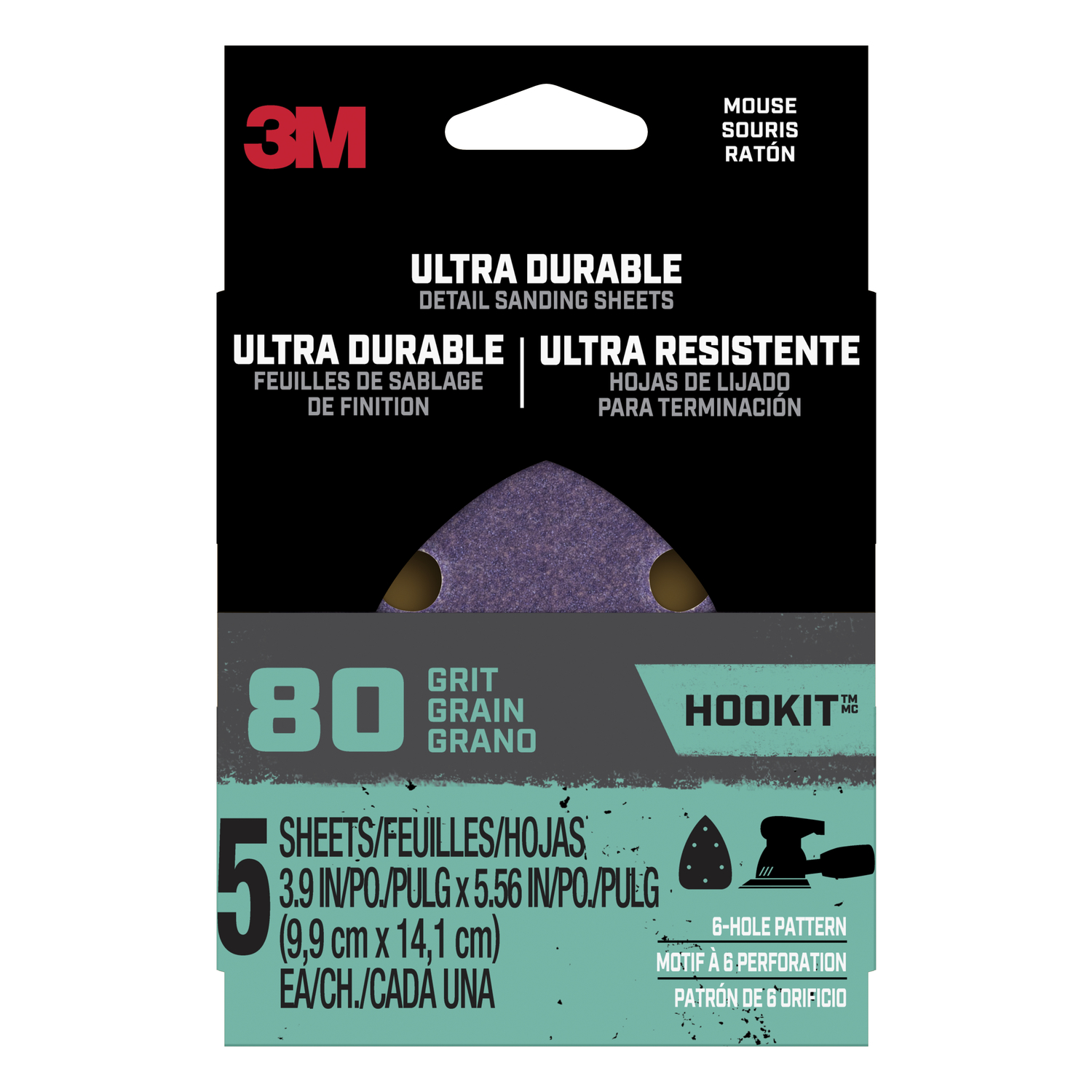 3M 3.9 in. L X 5.6 in. W 80 Grit Ceramic Mouse Sandpaper 5 pk