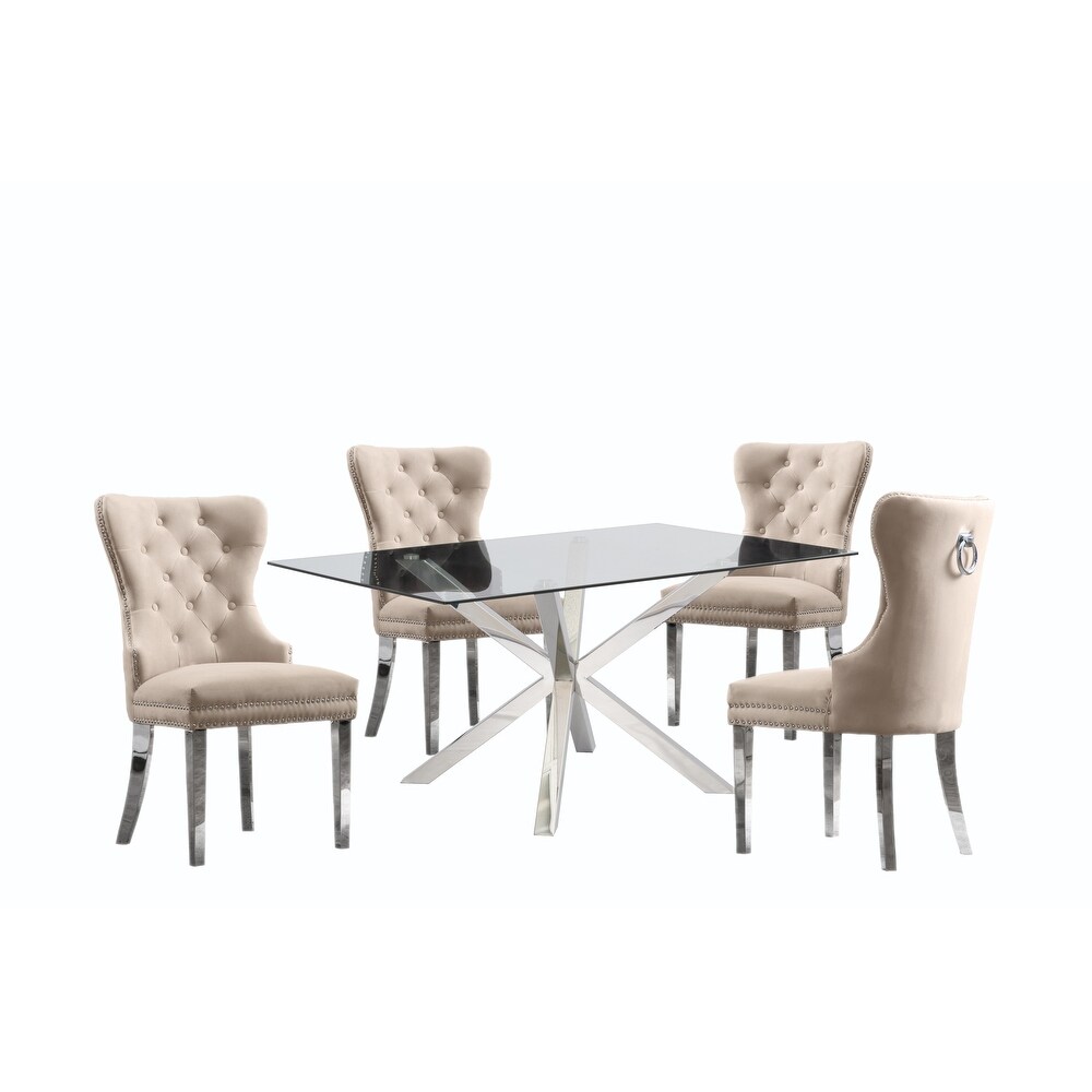 Best Quality Furniture 5 piece Dining Set With Glass Table