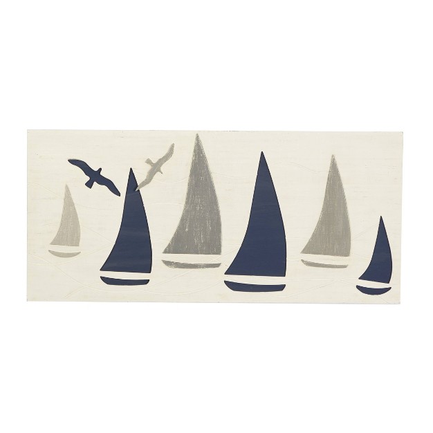 Coastal Wood Sail Boat Wall Decor White Olivia amp May