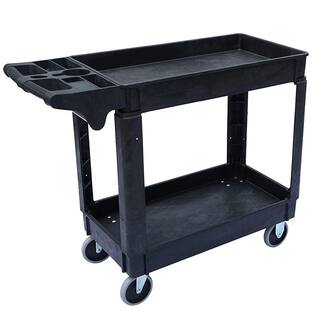 Southwire Small 2-Shelf UtilityService Cart Lipped Shelves 500 lbs. Capacity for WarehouseGarageCleaningManufacturing 65240340