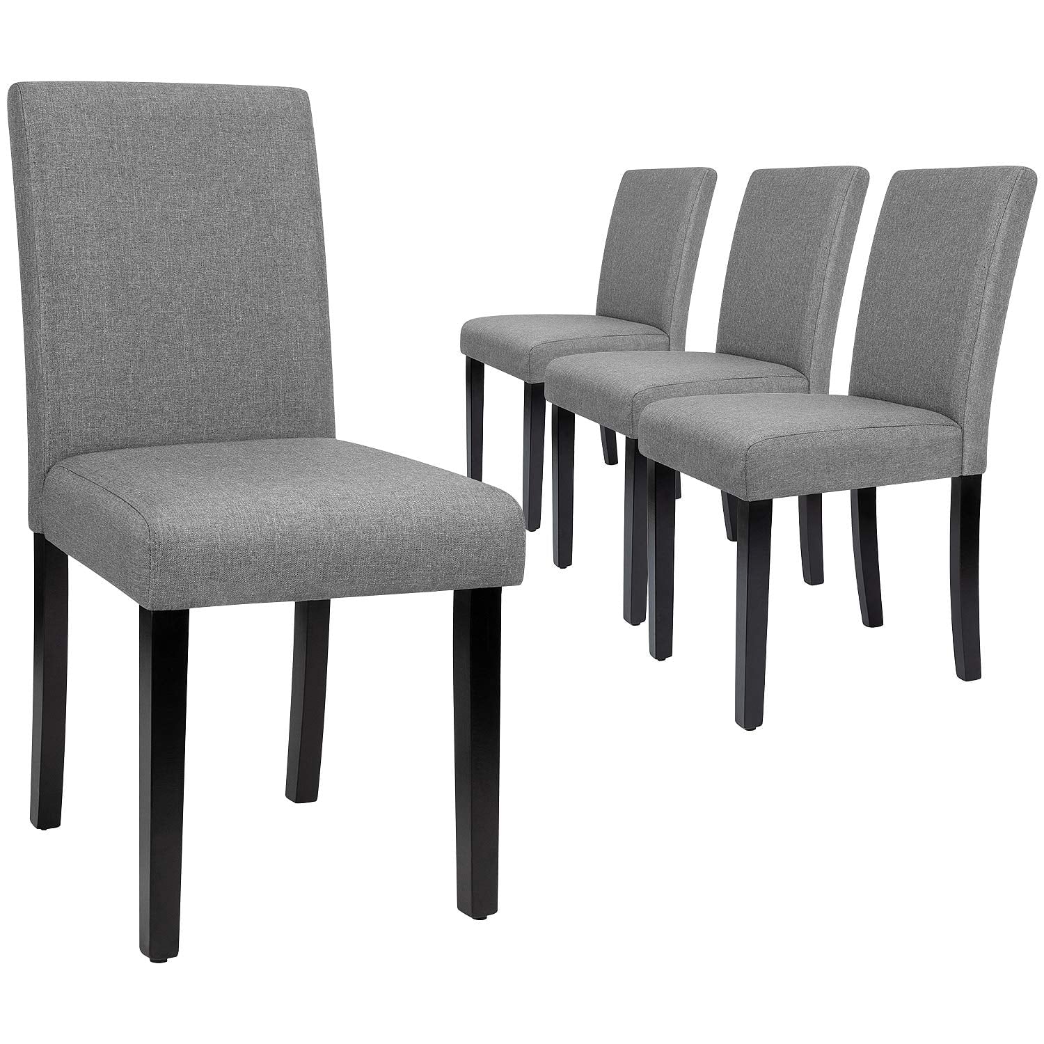 Lacoo Dining Chairs Modern Upholstered Set of 4 Fabric Dining Chairs with Wood Legs， Gray