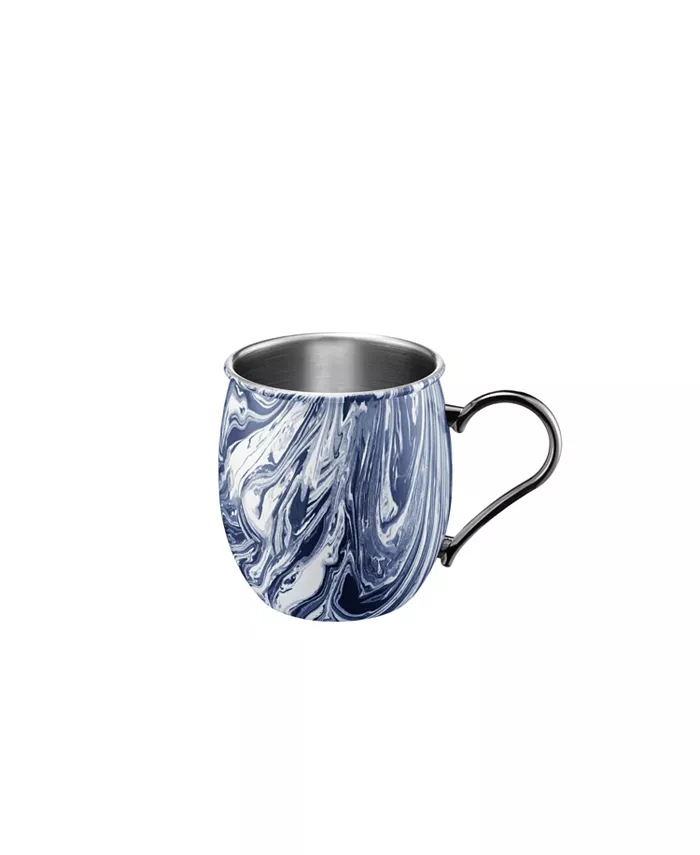 Cambridge 20oz Navy and Light Blue Swirl Moscow Mule Mugs - Set of 2