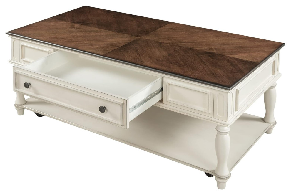 Retro Coffee Table  Hardwood Frame With Casters  ampLarge Drawers   Midcentury   Coffee Tables   by Decor Love  Houzz