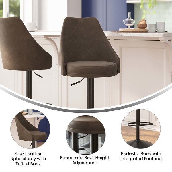 Modern Barrel Seat Adjustable Height Barstool with Steel Frame