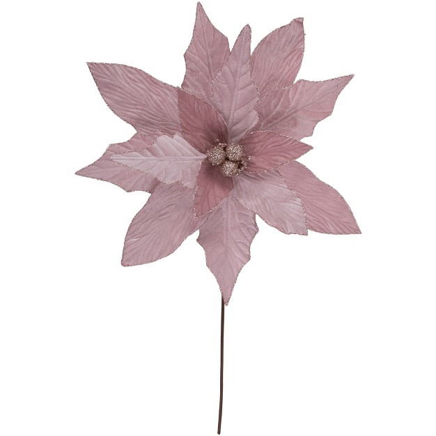 Glittered Pink Poinsettia Christmas Stem Spray