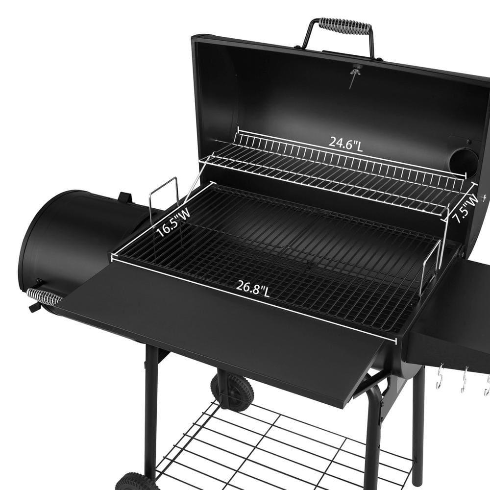 Royal Gourmet Charcoal Grill with Offset Smoker and Side Table in Black plus a Cover