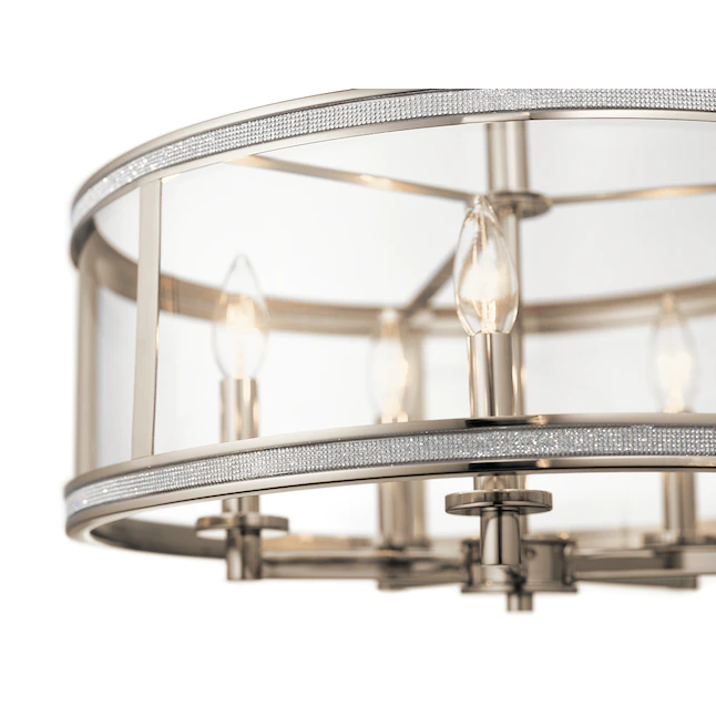 Kichler 34832 Angelica 5-Light Polished Nickel Modern/Contemporary Clear Glass Drum Pendant Light