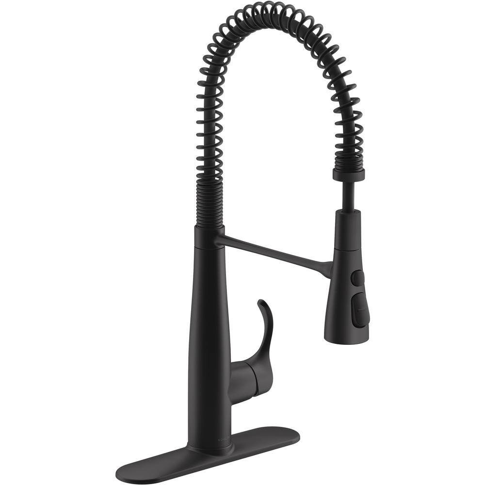 KOHLER Simplice Single-Handle Pull-Down Sprayer Kitchen Faucet in Matte Black K-22033-BL