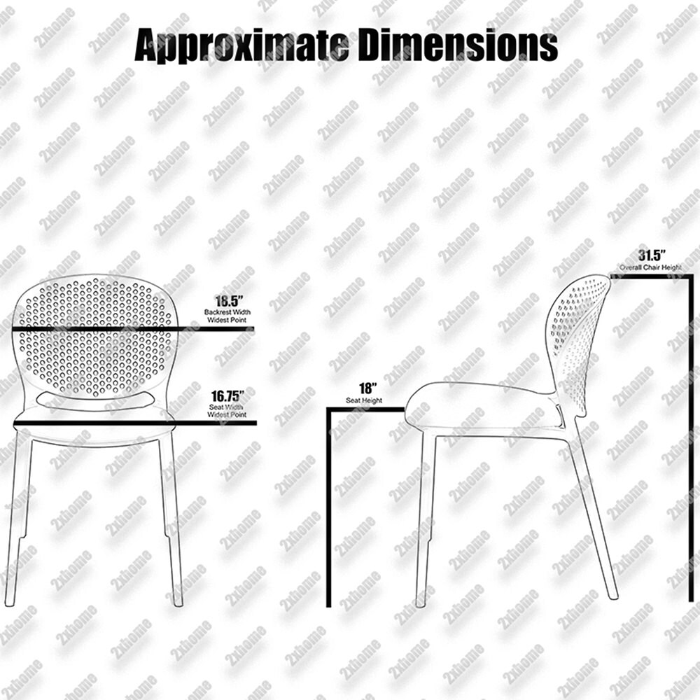 Modern Plastic Garden Patio Indoor or Outdoor Dining Stackable Chair UV Protected Armless With Dot Back Surf