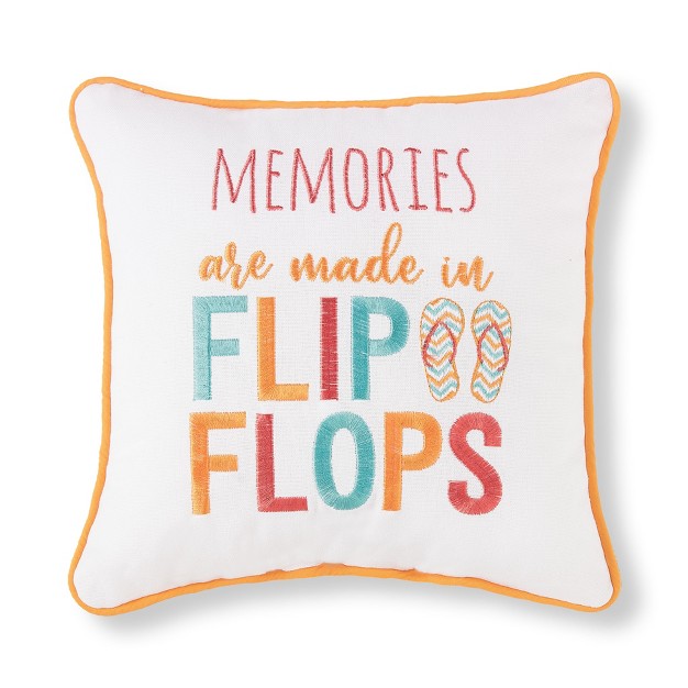 X 10 quot Memories Are Made In Flip Flops Embroidered Throw Pillow