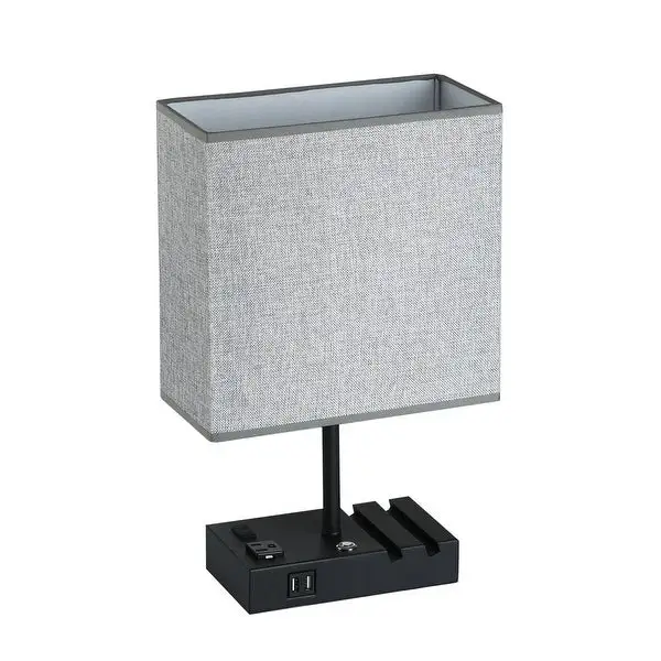 17 inch Grey Table Lamp with USB Port and Charging Dock - 17inch