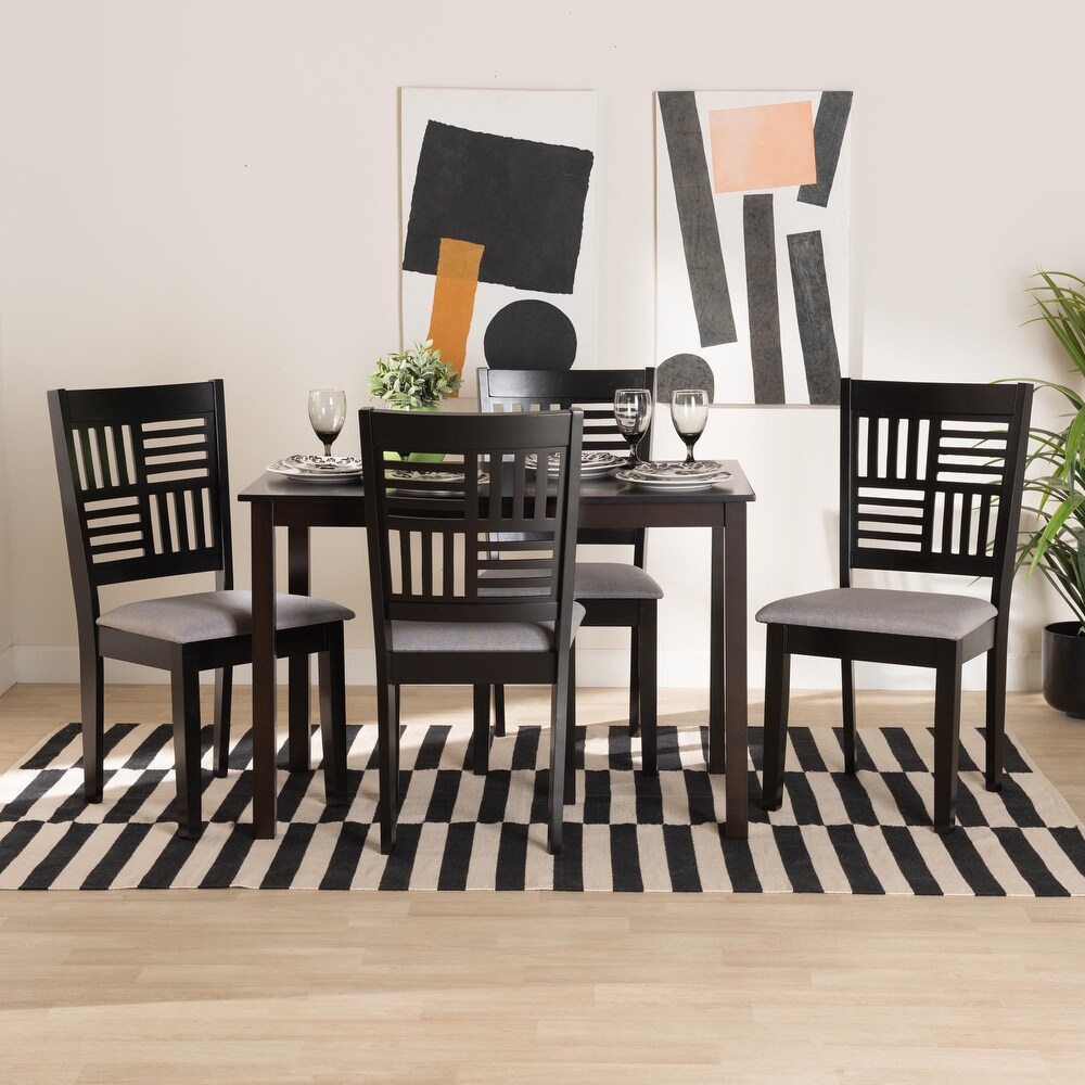 Deanna Wood Dining Set Grey/Dark Brown