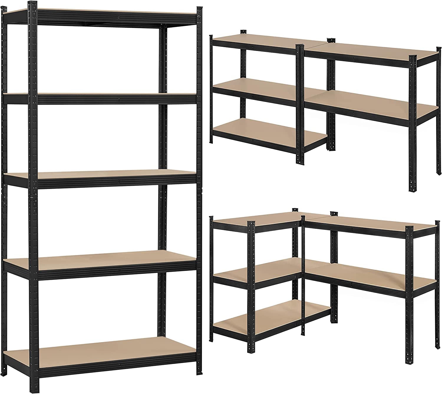 LISUEYNE Storage Shelving Unit,5 Tier Metal Shelf,Adjustable Height Garage Storage Shelf,Heavy Duty Shelves Organization,Storage Utility Rack Warehouse Basement shed Kitchen Pantry 35.5